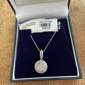 Silver diamond pendant necklace with chain